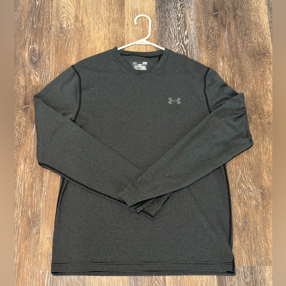 Mens Under Armour Coldgear Fitted Pullover V Neck Shirt Size L Large Long Sleeve